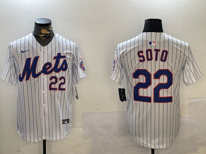 Men New York Mets #22 Soto White Stripe Game 2024 Nike MLB Jersey style 1216